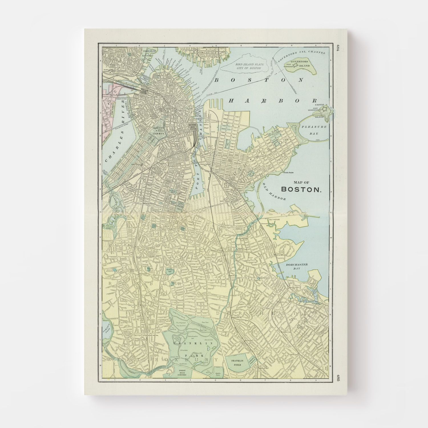 Vintage Map of Boston, Massachusetts 1901