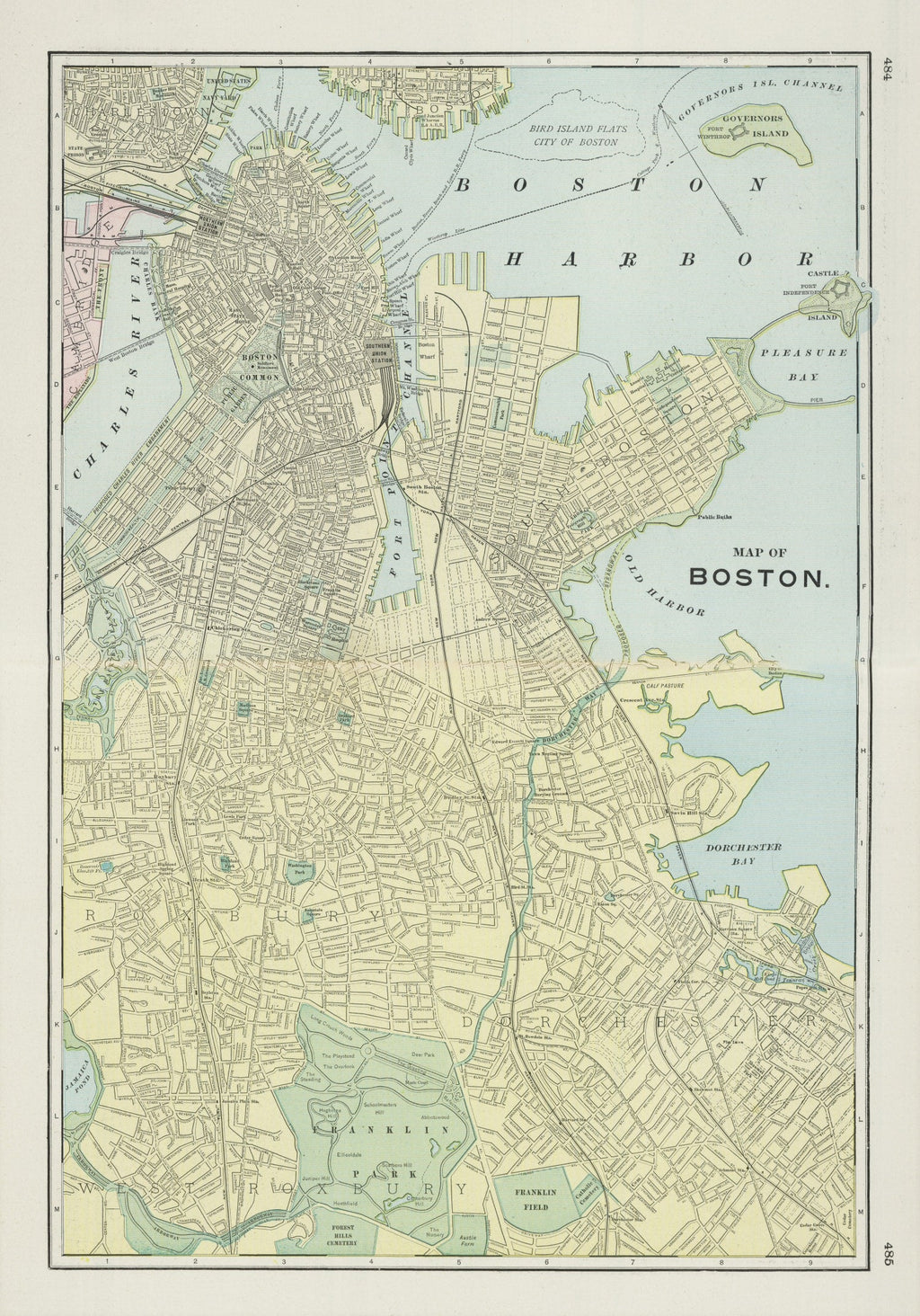 Vintage Map of Boston, Massachusetts 1901