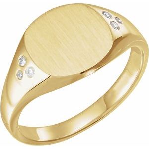 14K Yellow Gold .05 CTW Natural Diamond Square Signet Ring
