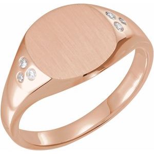 14K Rose Gold .05 CTW Natural Diamond Square Signet Ring