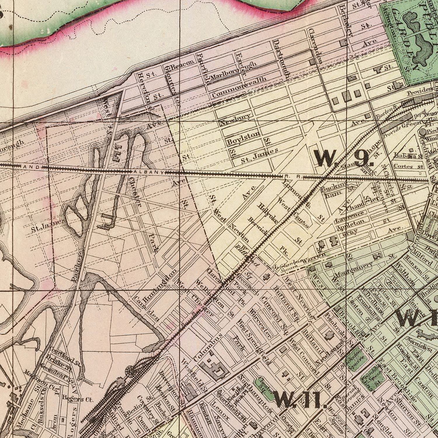 Vintage Map of Boston, Massachusetts 1874