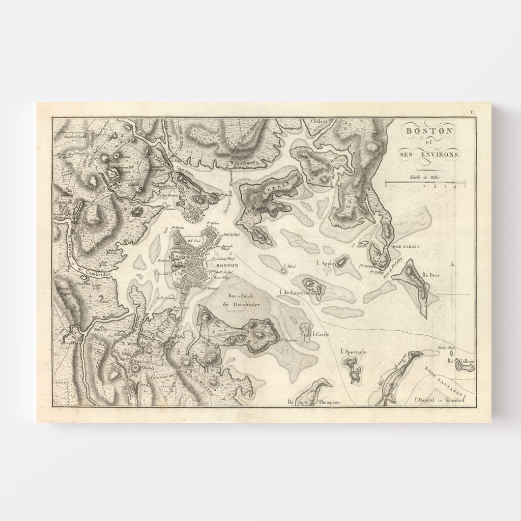 Vintage Map of Boston, Massachusetts 1807