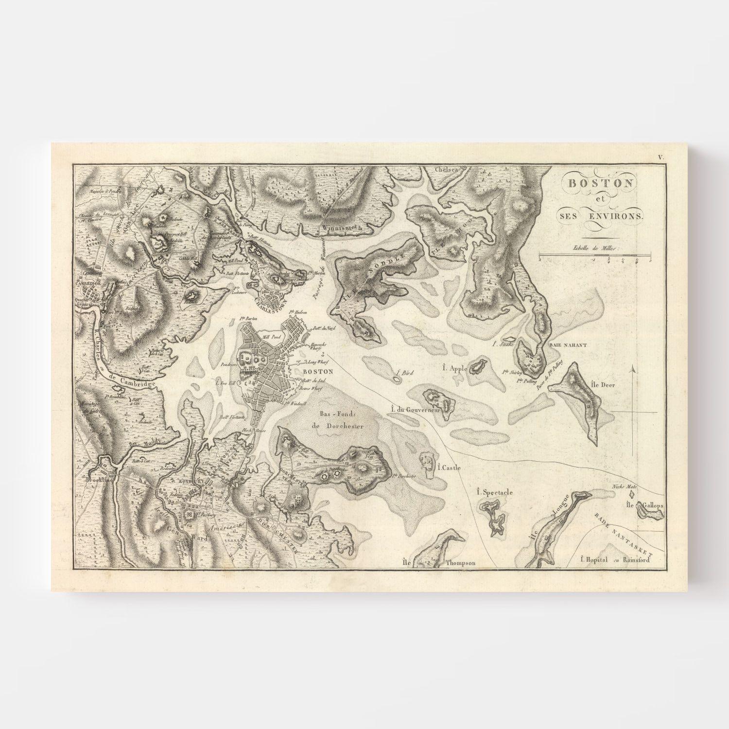 Vintage Map of Boston, Massachusetts 1807
