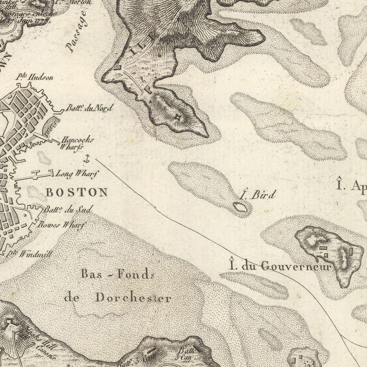 Vintage Map of Boston, Massachusetts 1807