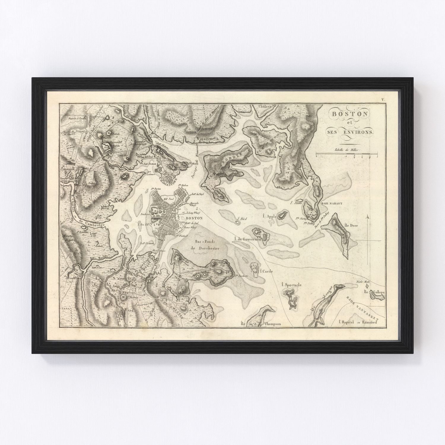 Vintage Map of Boston, Massachusetts 1807