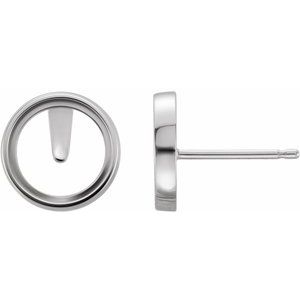 Sterling Silver 6 mm Round Bezel-Set Earring Mounting