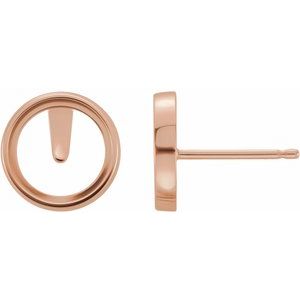 14K Rose Gold 3 mm Round Bezel-Set Earring Mounting