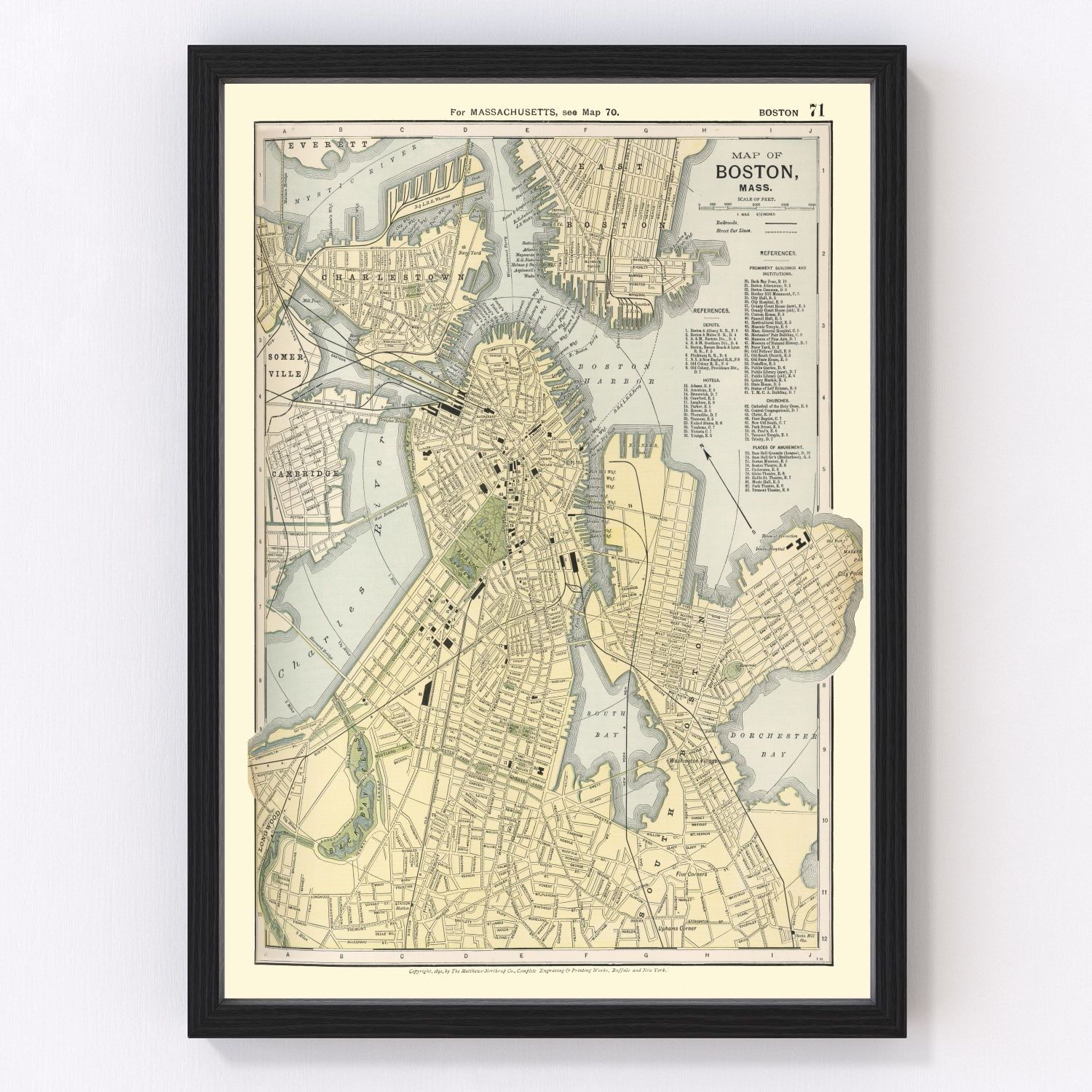 Vintage Map of Boston, Massachusetts 1891