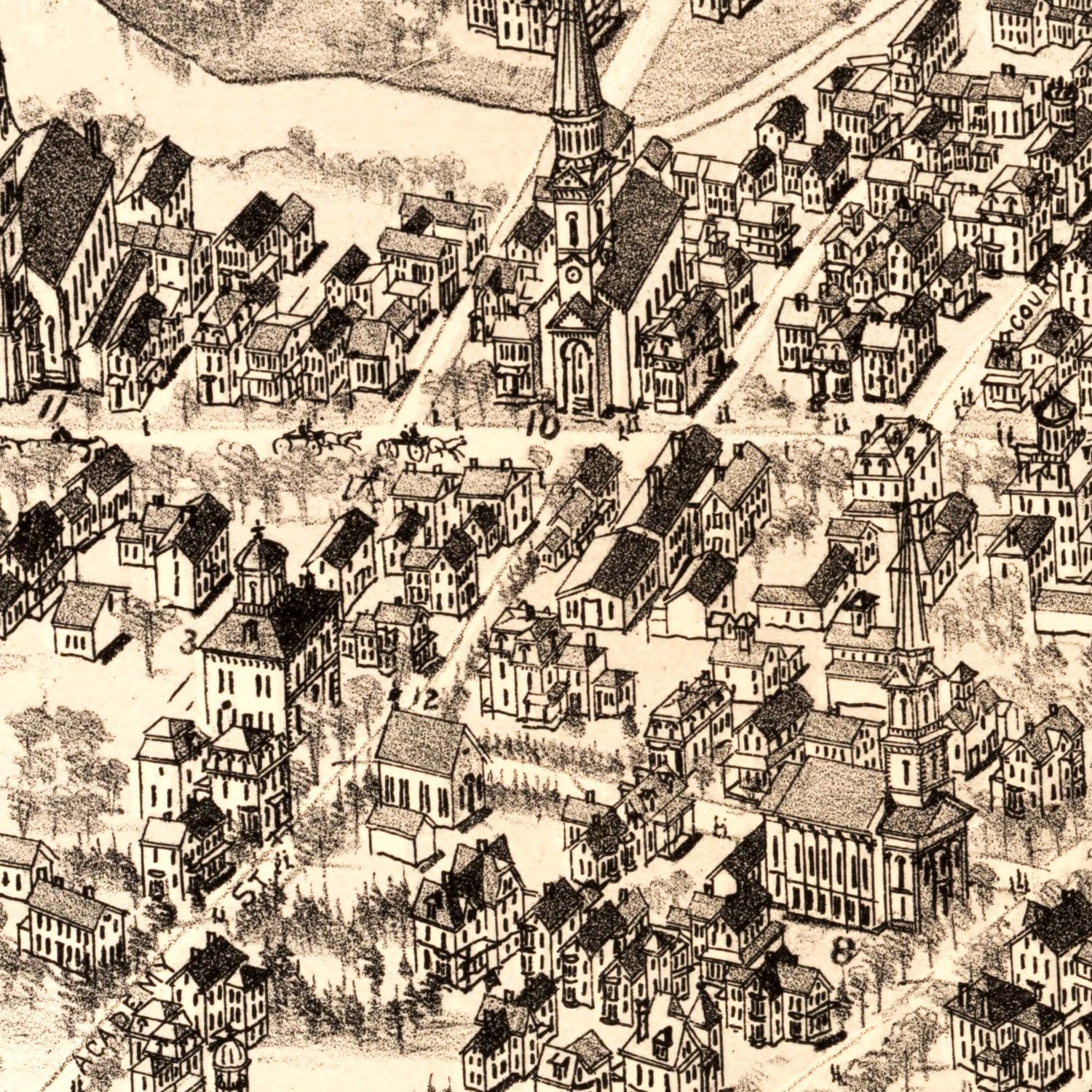 Vintage Map of Arlington, Massachusetts 1884