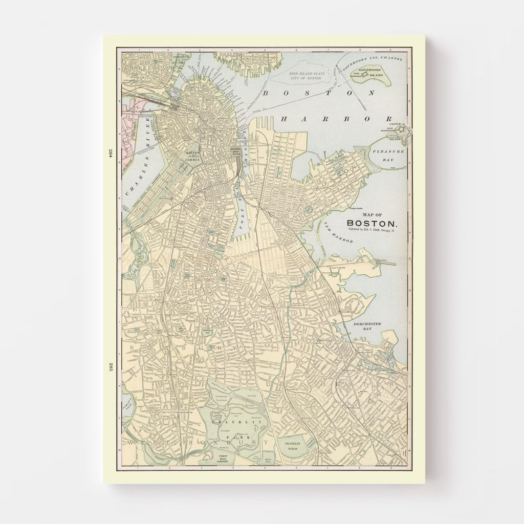 Vintage Map of Boston, Massachusetts 1901