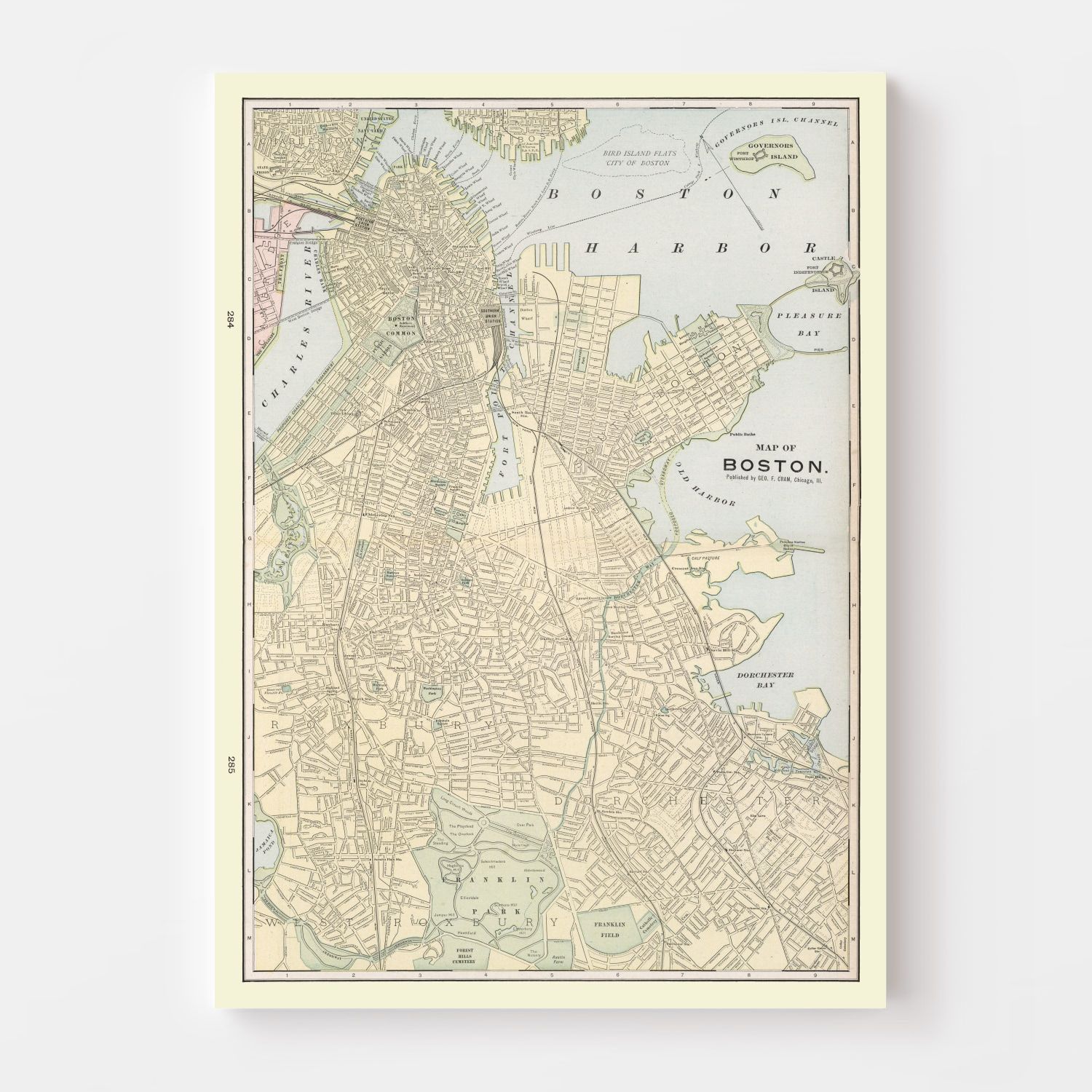 Vintage Map of Boston, Massachusetts 1901
