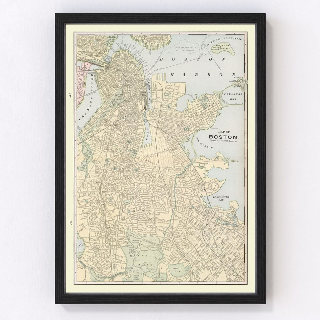 Vintage Map of Boston, Massachusetts 1901
