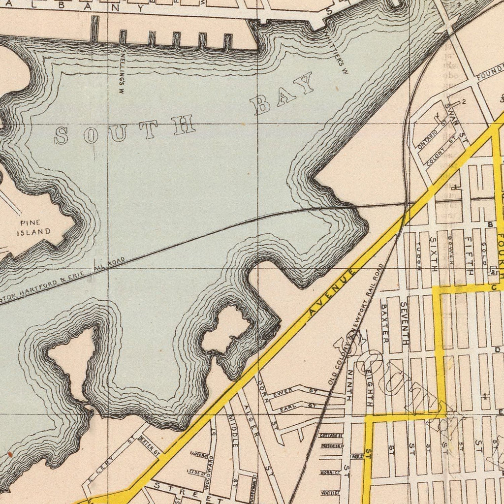 Vintage Map of Boston, Massachusetts 1872