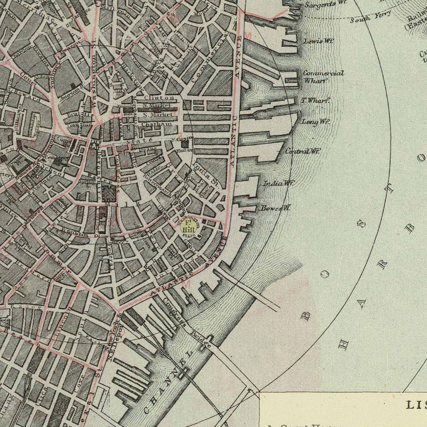 Vintage Map of Boston, Massachusetts 1883