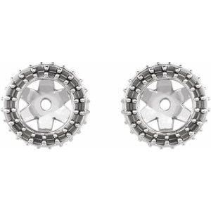 18K X1 White Gold .09 mm Round Earring Jacket Mounting with 5 mm ID