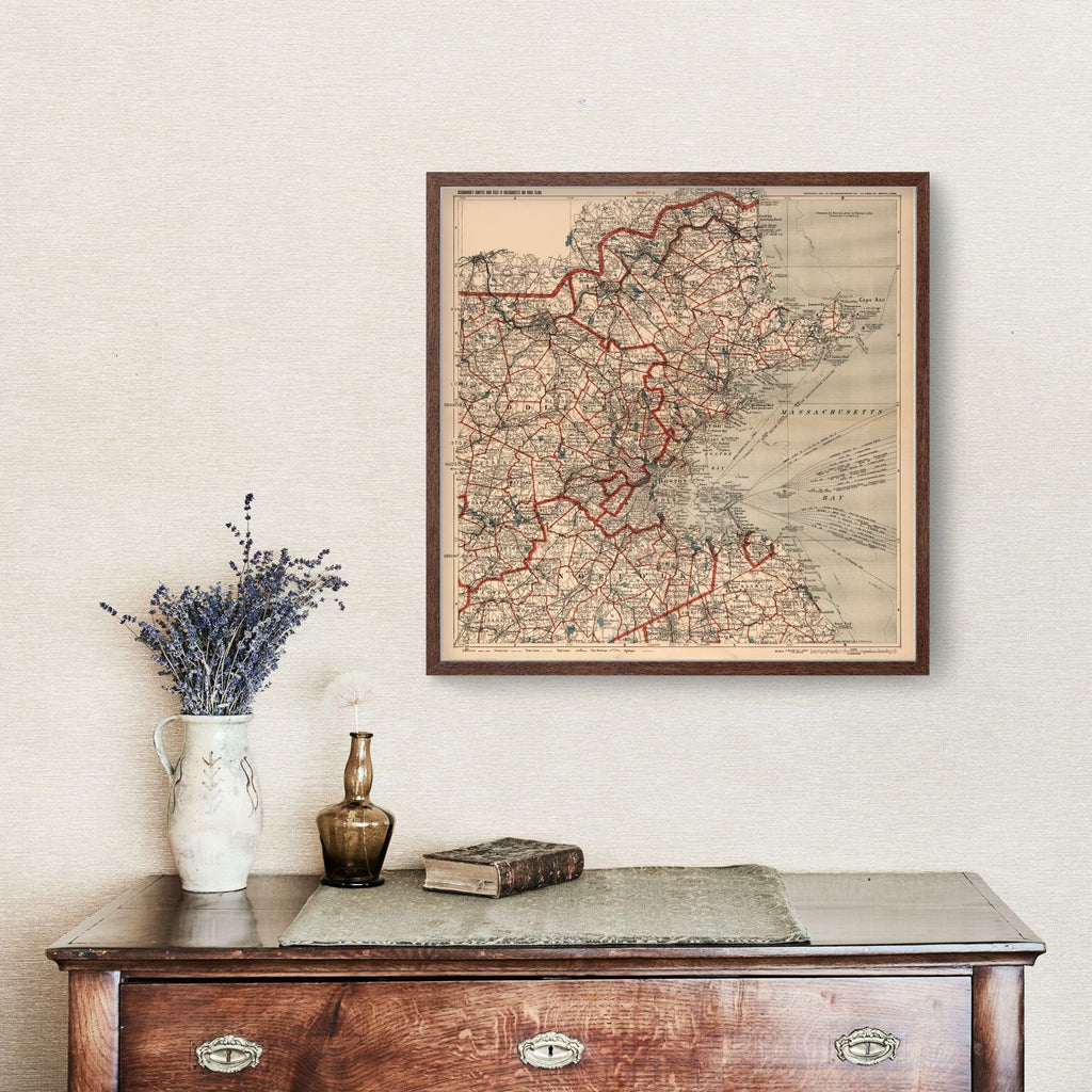 Vintage Map of Boston, Massachusetts 1905