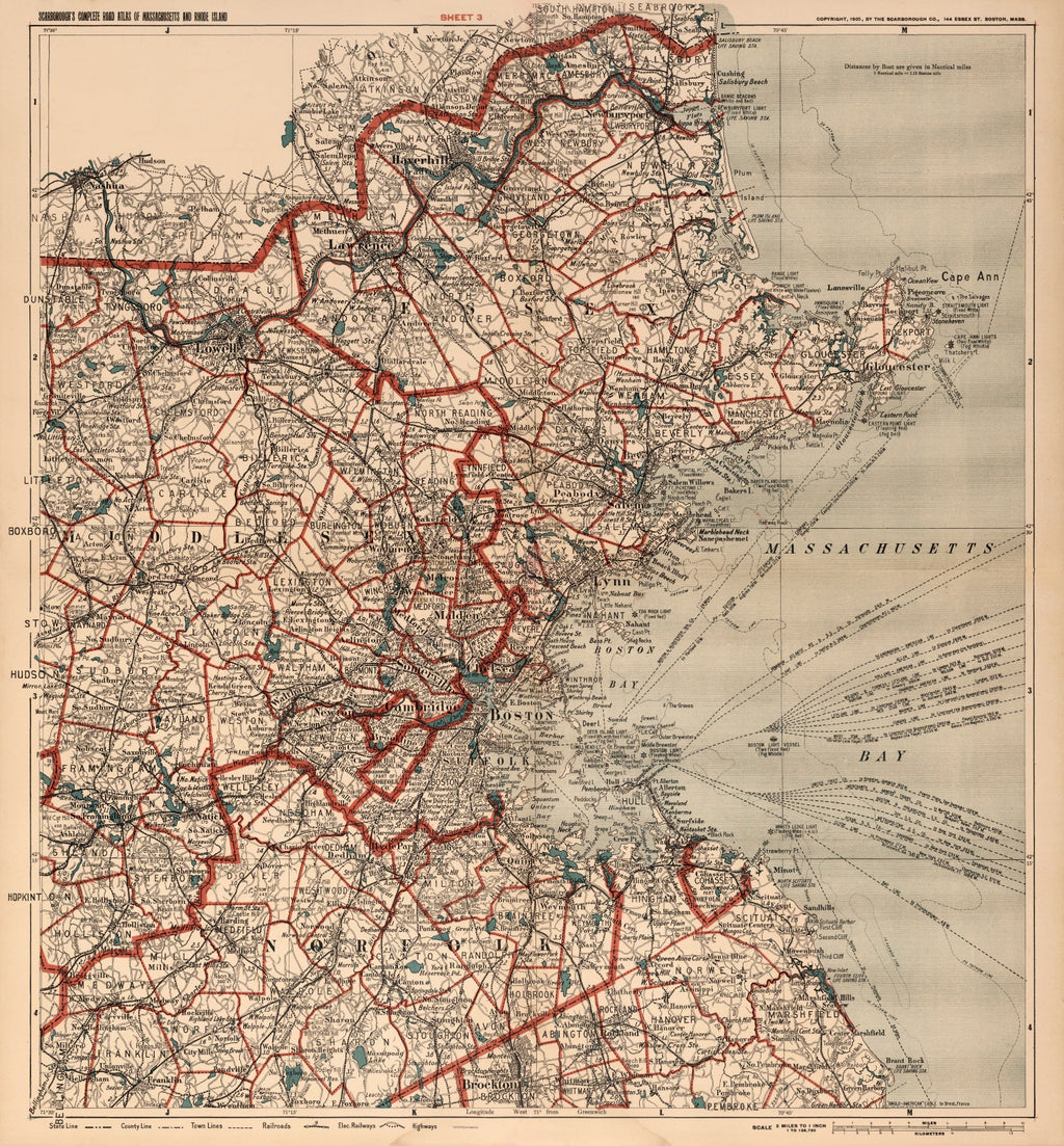 Vintage Map of Boston, Massachusetts 1905