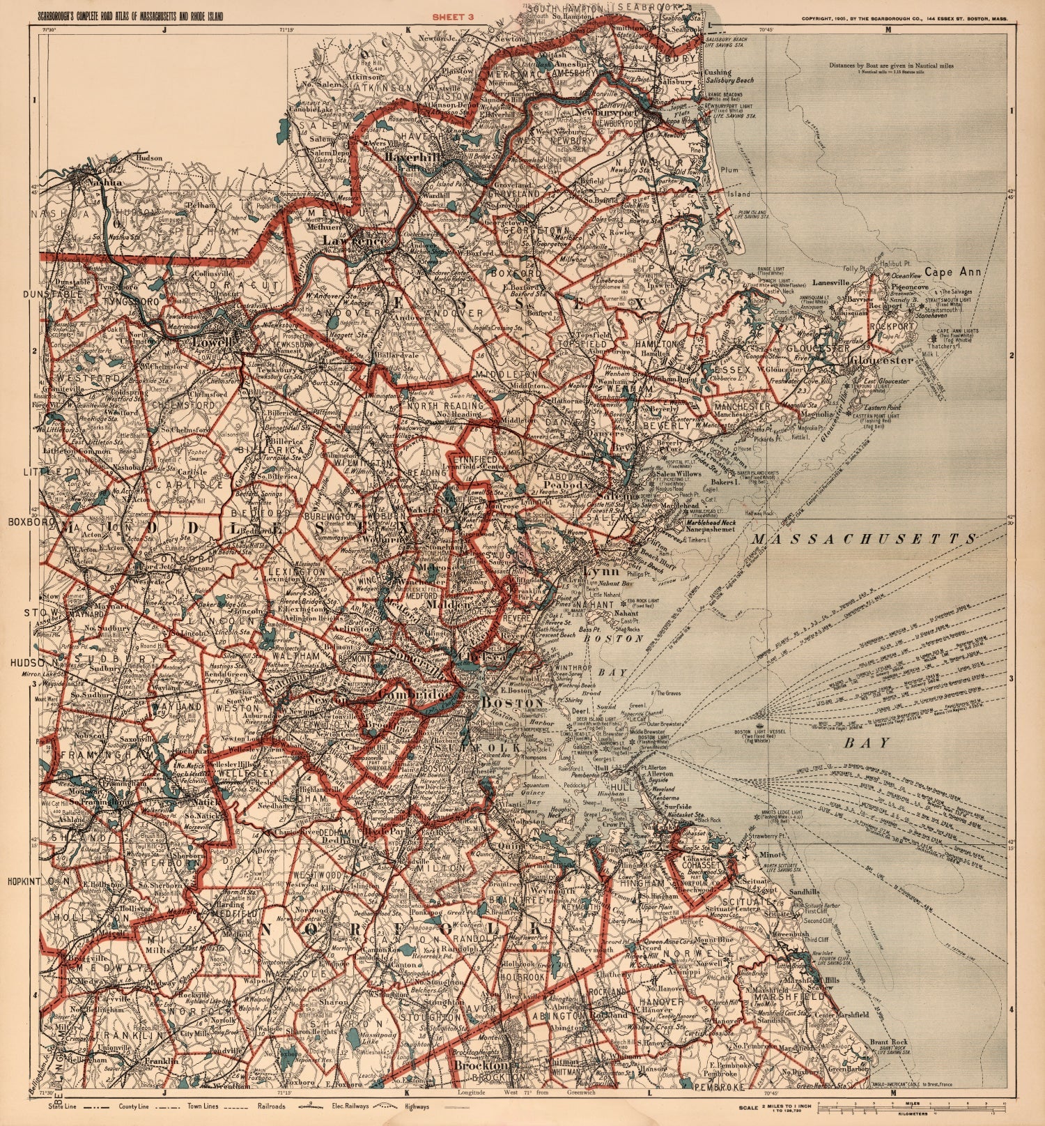 Vintage Map of Boston, Massachusetts 1905