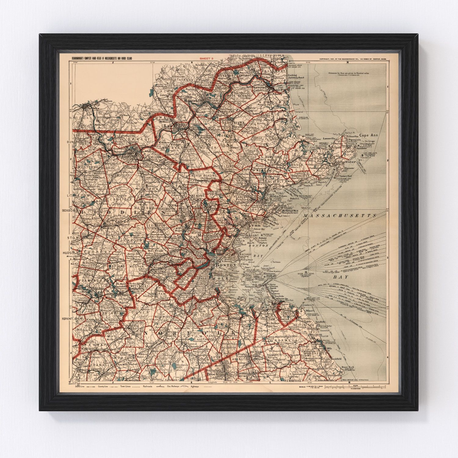 Vintage Map of Boston, Massachusetts 1905