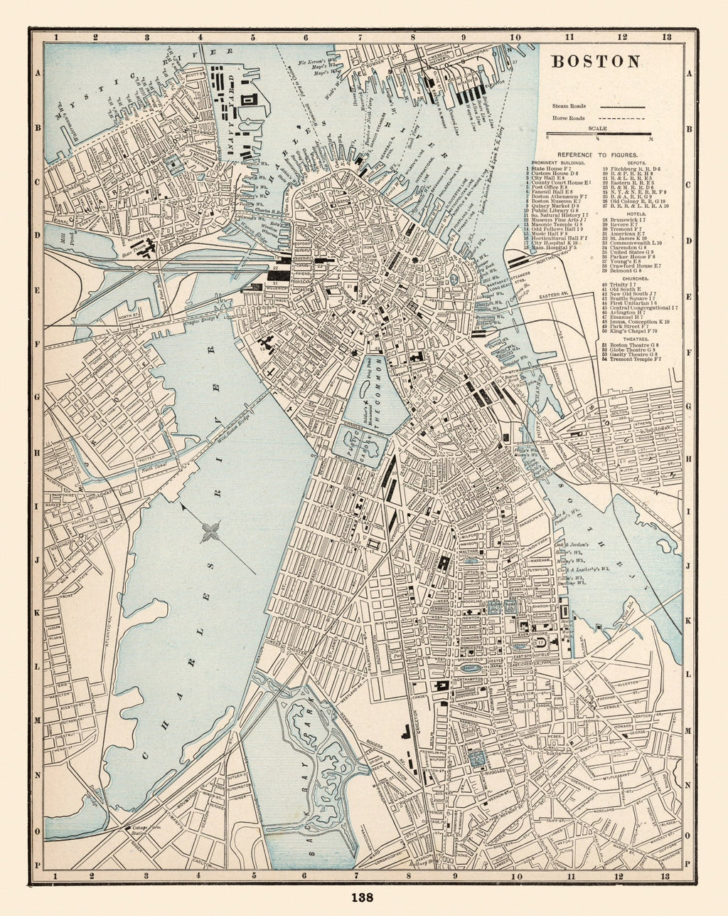 Vintage Map of Boston, Massachusetts 1893