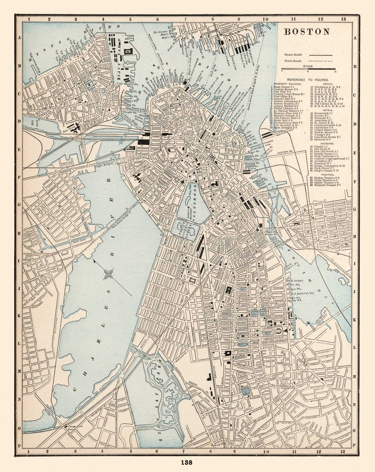 Vintage Map of Boston, Massachusetts 1893