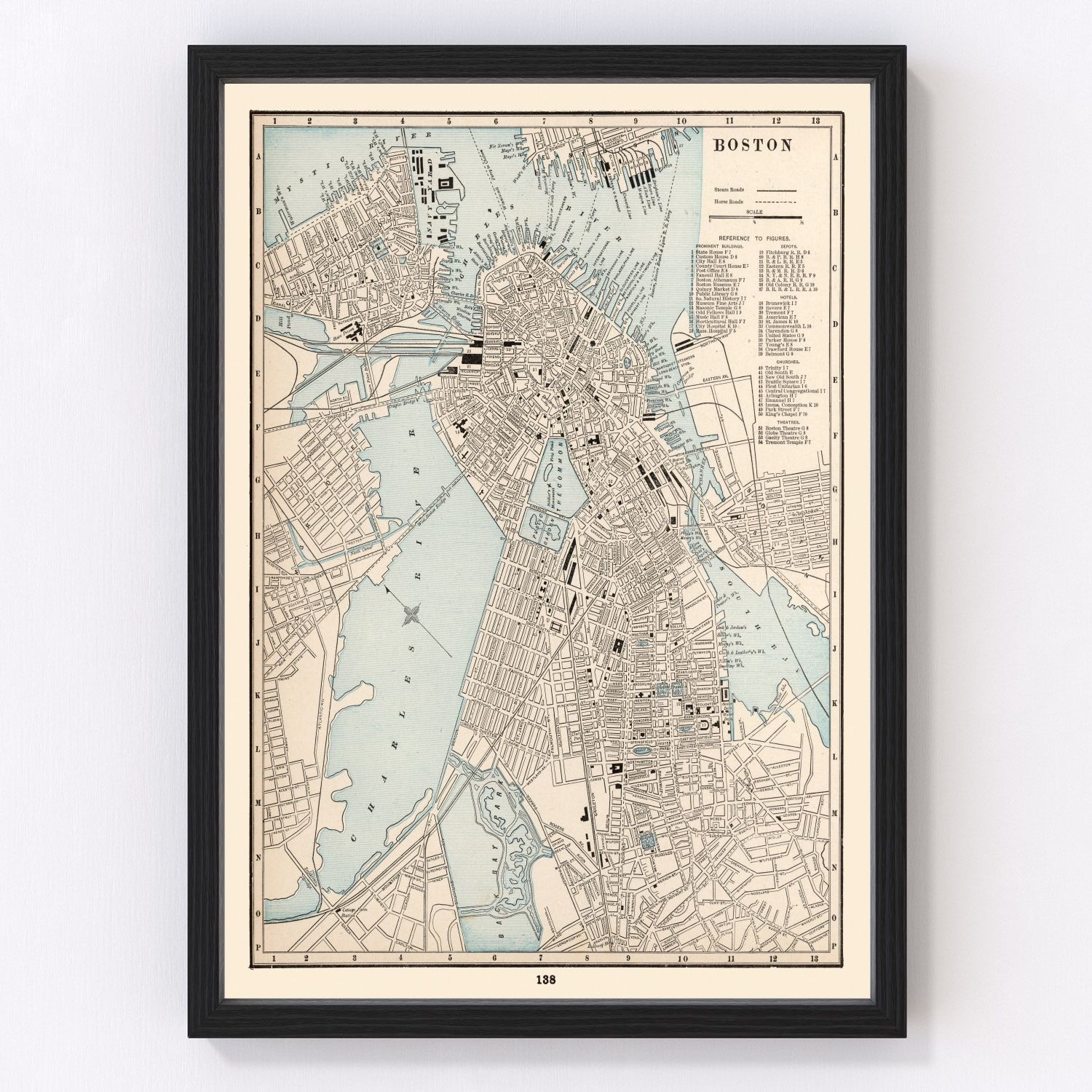 Vintage Map of Boston, Massachusetts 1893