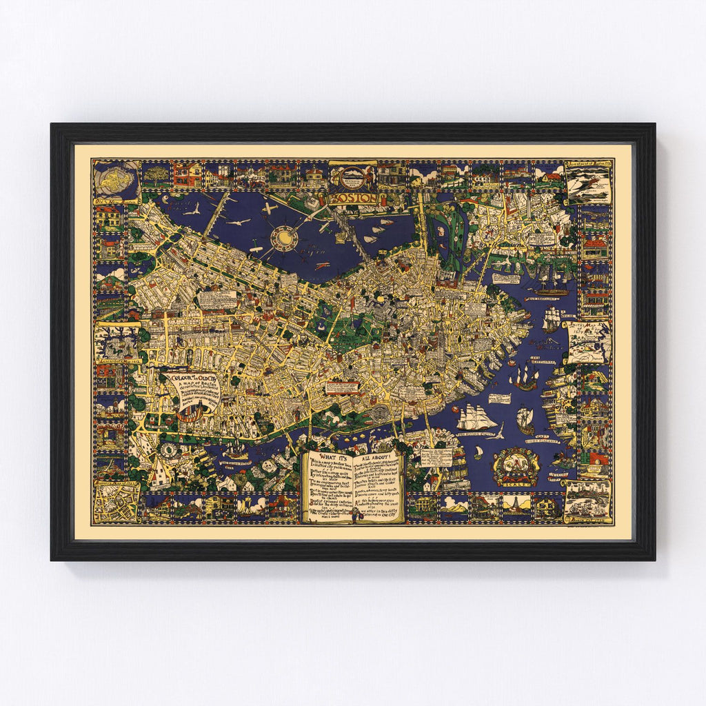 Vintage Map of Boston, Massachusetts 1926