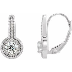 14K Rose Gold 1/10 CTW Natural Diamond Semi-Set Halo-Style Dangle Earrings