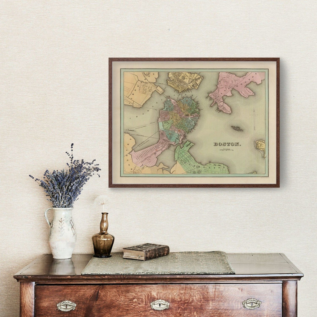 Vintage Map of Boston, Massachusetts 1838