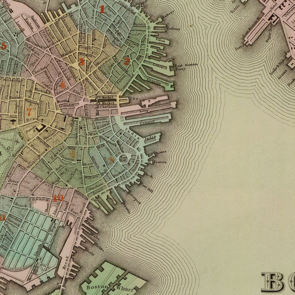 Vintage Map of Boston, Massachusetts 1838