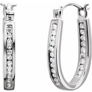 14K White Gold 1/4 CTW Natural Diamond Inside-Outside Hinged 13.7 mm Hoop Earrings