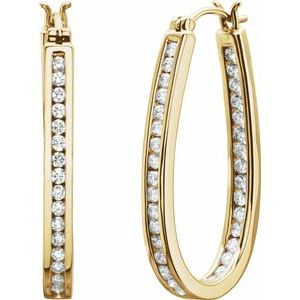 14K Yellow Gold 1 CTW Natural Diamond Inside-Outside Hinged 30 mm /Hoop Earrings