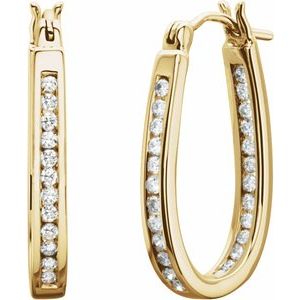 14K Yellow Gold 1/2 CTW Natural Diamond Inside-Outside Hinged 22.5 mm Hoop Earrings