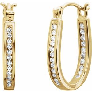 14K Yellow Gold 1/4 CTW Natural Diamond Inside-Outside Hinged Hoop Earrings