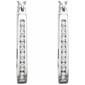 14K White Gold 1/2 CTW Natural Diamond Inside-Outside Hinged 22.5 mm Hoop Earrings – image 2