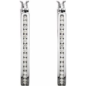 14K White Gold 1 CTW Natural Diamond Inside-Outside Hinged 30 mm Hoop Earrings – image 2
