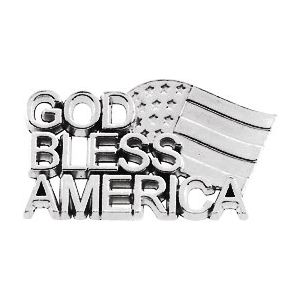 14K White Gold God Bless America Lapel Pin