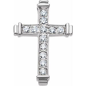 14K White Gold 1/2 CTW Natural Diamond Cross Pendant