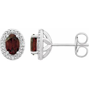 Oval 4-Prong Halo-Style Earrings