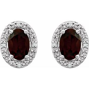 Sterling Silver Natural Mozambique Garnet & .025 CTW Natural Diamond Earrings – image 2