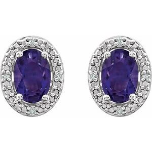 Sterling Silver Natural Amethyst & .025 CTW Natural Diamond Earrings – image 2