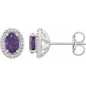 Oval 4-Prong Halo-Style Earrings