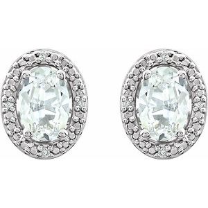 Sterling Silver Lab-Grown White Sapphire & .025 CTW Natural Diamond Earrings – image 2