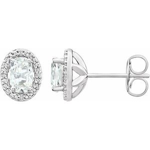 Sterling Silver Lab-Grown White Sapphire & .025 CTW Natural Diamond Earrings