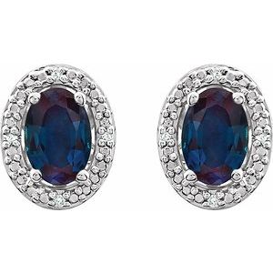 Sterling Silver Lab-Grown Alexandrite & .025 CTW Natural Diamond Earrings – image 2
