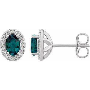 Oval 4-Prong Halo-Style Earrings
