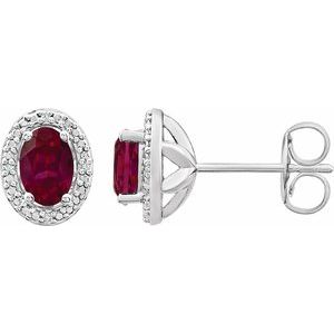 Oval 4-Prong Halo-Style Earrings