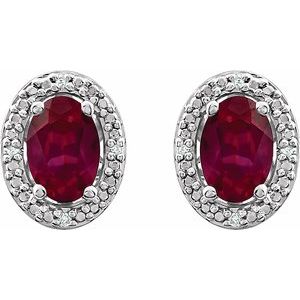 Sterling Silver Lab-Grown Ruby & .025 CTW Natural Diamond Earrings – image 2