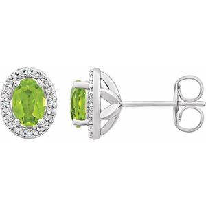 Sterling Silver Natural Peridot & .025 CTW Natural Diamond Earrings