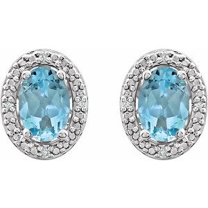 Sterling Silver Natural Sky Blue Topaz & .025 CTW Natural Diamond Earrings – image 2